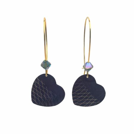 Boucles pendantes coeur bleu