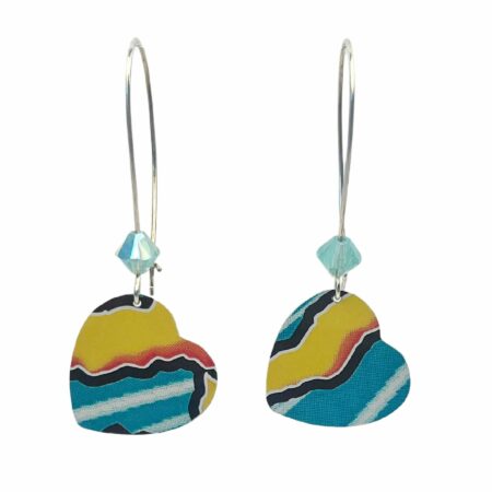 Boucles pendantes coeur bleu clair