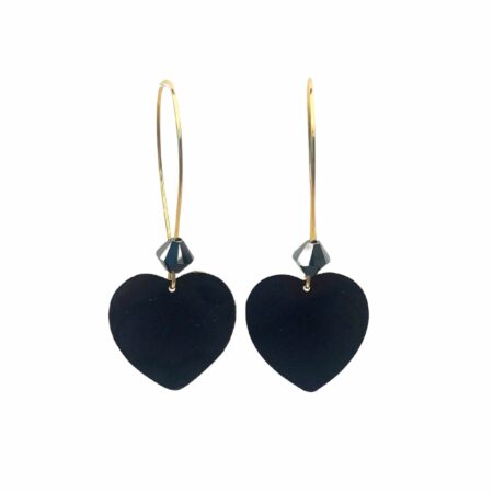 Boucles pendantes coeur noir