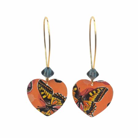 Boucles pendantes coeur papillon