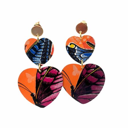 Boucles double coeur papillon bicolore