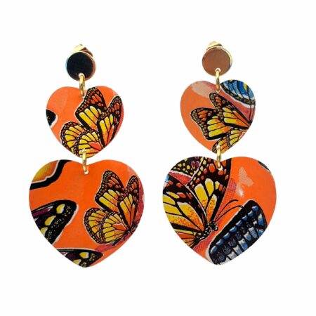 Boucles double coeur papillon jaune